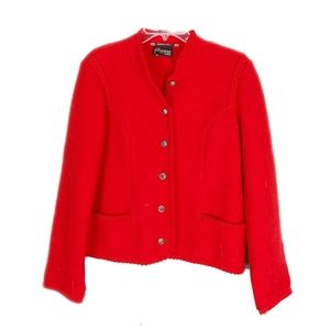Austrian Pure Wool Wmn 10 Red Cardigan